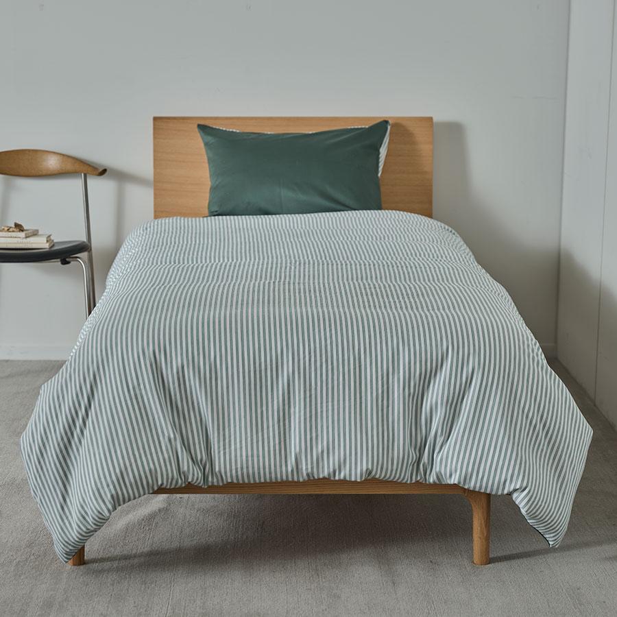 Quiet | SATIN-STRIPE 布団カバー グリーン｜【公式】ACTUS online