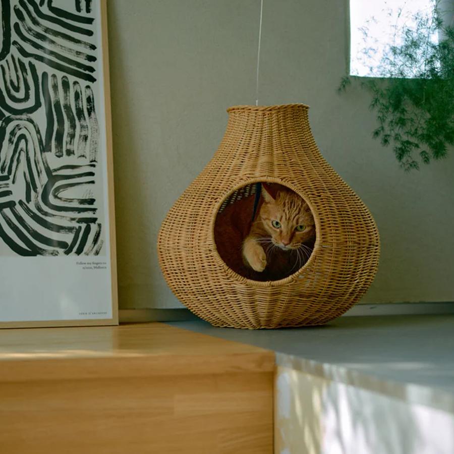 オルネコ　ガーリックネコハウス　ラタン　クッション付 オルネコ ガーリックネコハウス ラタン クッション付 オルネコ