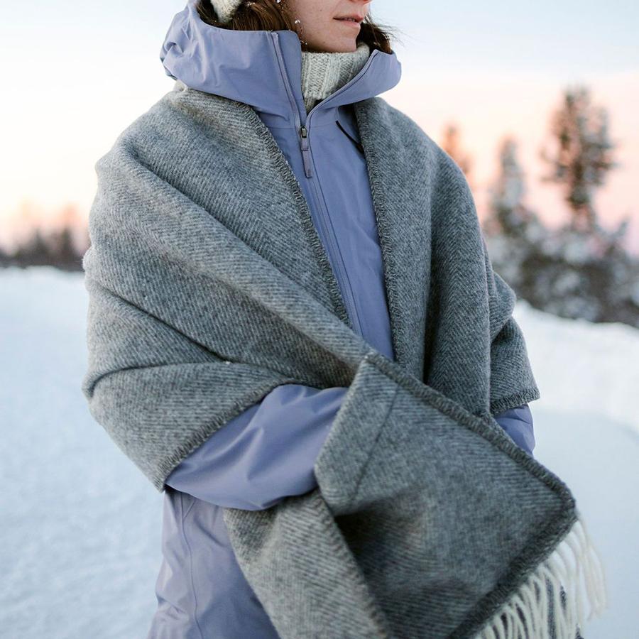 LAPUAN KANKURIT | ARVO pocket shawl 60×180cm+fringes white-melange