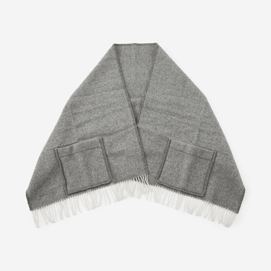 LAPUAN KANKURIT | ARVO pocket shawl 60×180cm+fringes white-melange