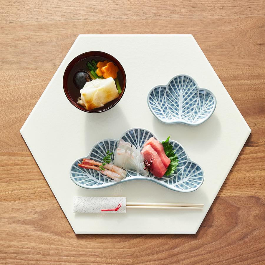 吉本正 備前葉皿6客 幅約23.2㎝ 共箱 東さ7-0915① 吉本正 備前葉皿6客