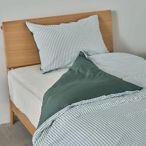 Quiet | SATIN-STRIPE 布団カバー グリーン｜【公式】ACTUS online