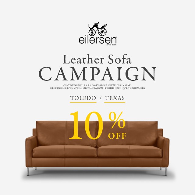 ＜期間限定＞レザー張地のTOLEDO or TEXASならアイラーセンのソファが10%OFF！